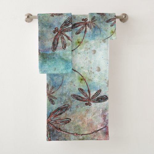 Bronze Tipped Dragonflies Magical Sky Bath Towel Set