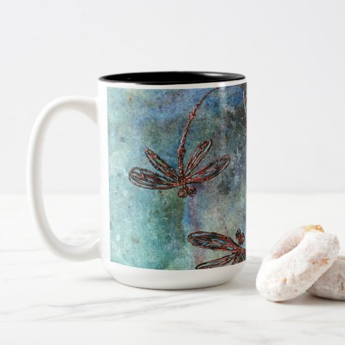 Bronze Tipped Dragonflies Magical Sky Two_Tone Coffee Mug