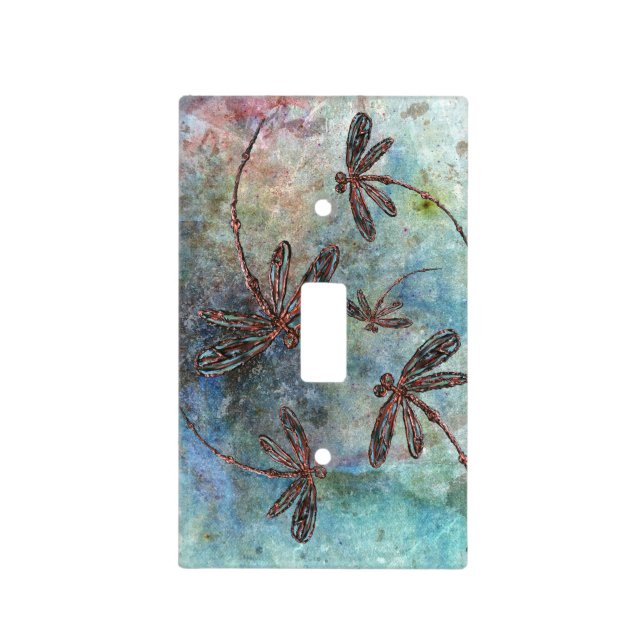 Bronze Tipped Dragonflies on a Magical Sky Light Switch Cover (Front)