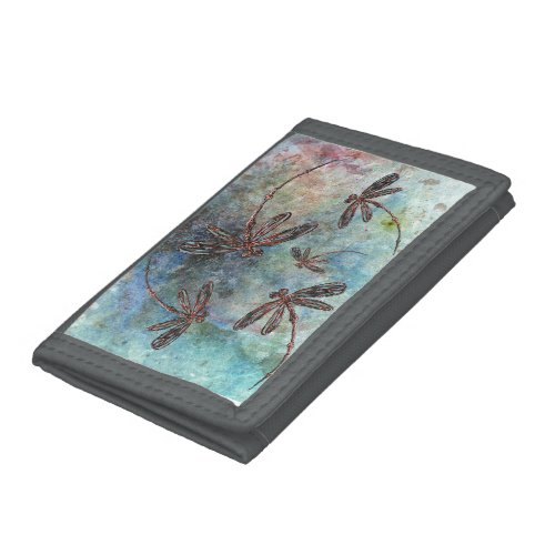 Bronze Tipped Dragonflies on a Magical Sky Trifold Wallet