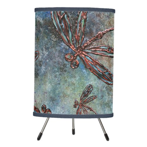 Bronze Tipped Dragonflies on Starry Sky Tripod Lamp
