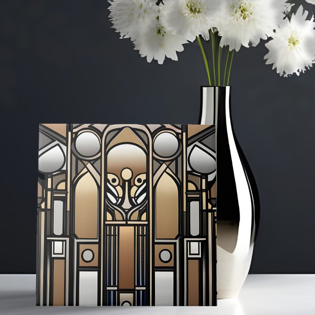 Bronze tone and Silver Tone Art Nouveau Ceramic Tile (Creator Uploaded)