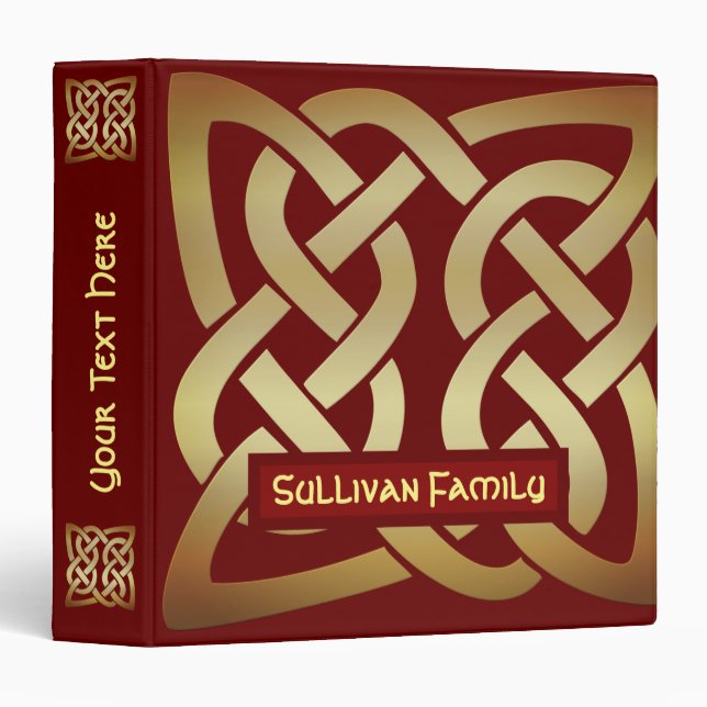 Bronze Tone Celtic Knot 3 Ring Binder (Front/Spine)