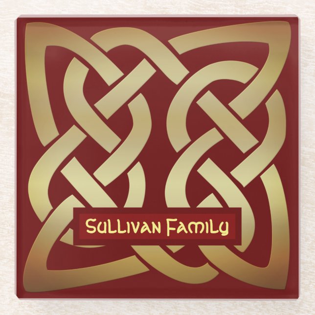 Bronze Tone Celtic Knot Glass Coaster (Front)