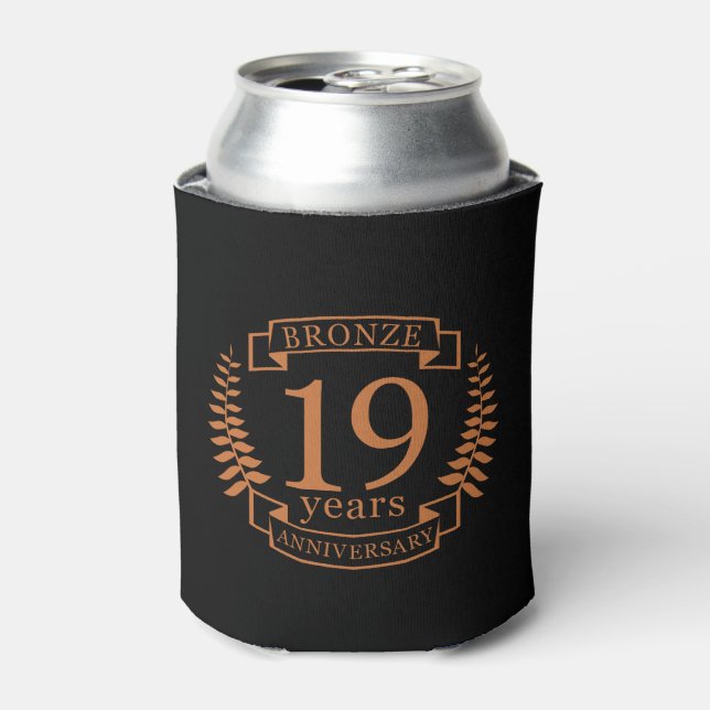 Bronze traditional wedding anniversary 19 years can cooler (Can Front)