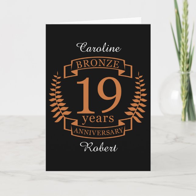Bronze traditional wedding anniversary 19 years card (Front)