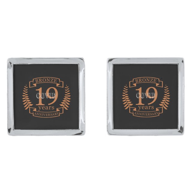 Bronze traditional wedding anniversary 19 years cufflinks (Front)