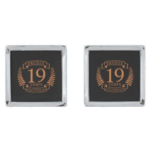 Bronze traditional wedding anniversary 19 years silver cufflinks