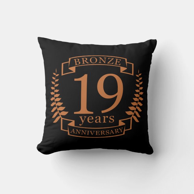 Bronze traditional wedding anniversary 19 years throw pillow (Front)