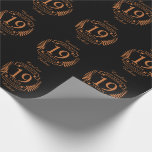 Bronze traditional wedding anniversary 19 years wrapping paper<br><div class="desc">A design to celebrate 19 years of marriage. This design has a bronze colored laurel design on a black background. Bronze is the traditional gift for this occasion. The text reads bronze 19 years anniversary. A romantic design to celebrate your 19th year of marriage. If you would like any help...</div>