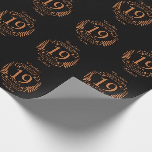 Bronze traditional wedding anniversary 19 years wrapping paper