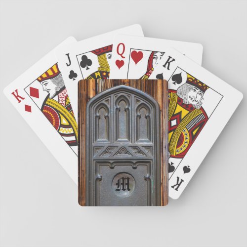 Bronze Tudor Gothic Arch Custom Monogram Poker Cards