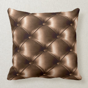 Bronze Tufted Leather Look Print Pillow