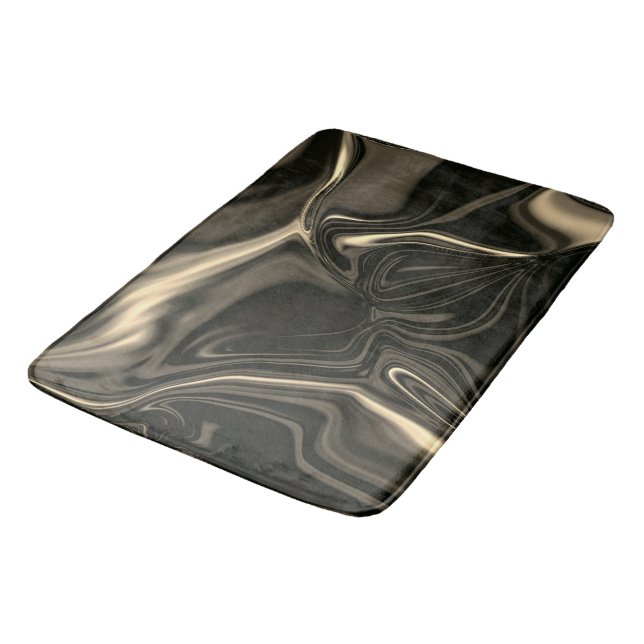 Bronze undulations on brownish beige background bath mat (Angled)