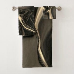 Bronze undulations on brownish beige background bath towel set