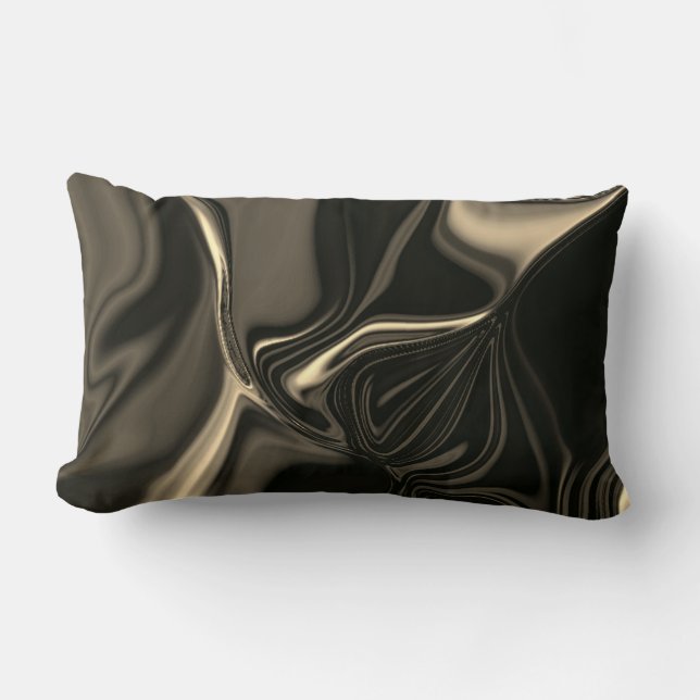 Bronze undulations on brownish beige background lumbar pillow (Front)