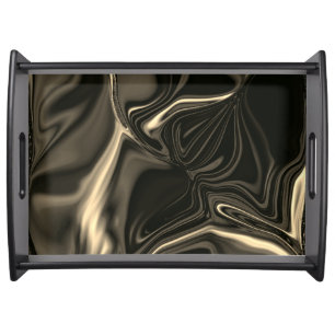 Bronze undulations on brownish beige background serving tray