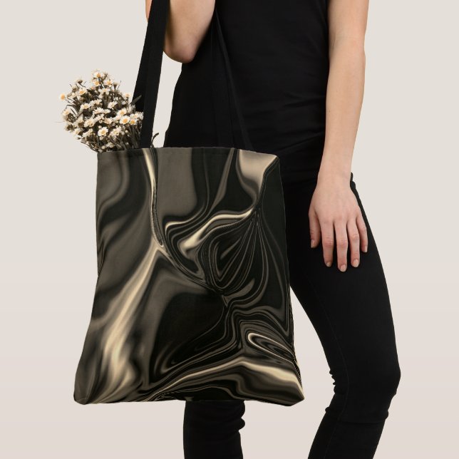 Bronze undulations on brownish beige background tote bag (Close Up)