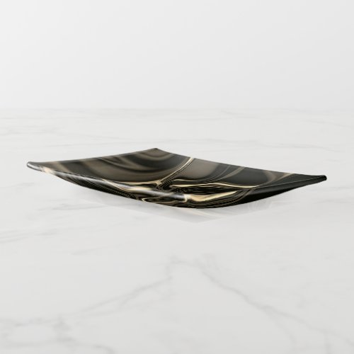 Bronze undulations on brownish beige background trinket tray