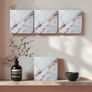 Bronze Veined White Marble ID1182b Ceramic Tile