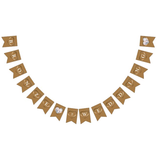 Bronze wedding 8th anniversary custom photo bunting flags (All)