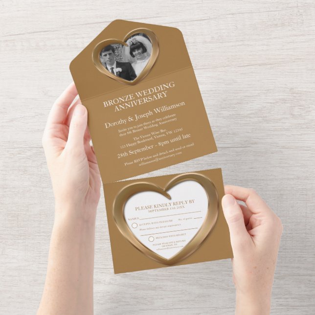 Bronze wedding anniversary 8 years party event all in one invitation (Tearaway)