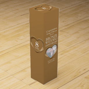 Bronze wedding anniversary heart photo wine box