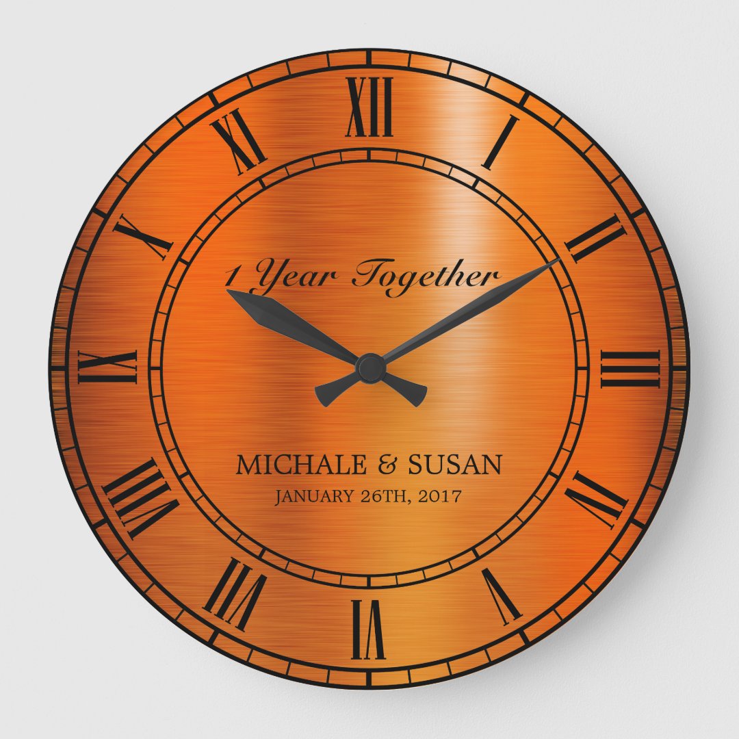 Bronze Wedding Anniversary (Personalize) Large Clock Zazzle
