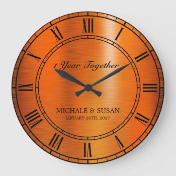 Bronze Wedding Anniversary (personalize) Large Clock by MalaysiaGiftsShop at Zazzle