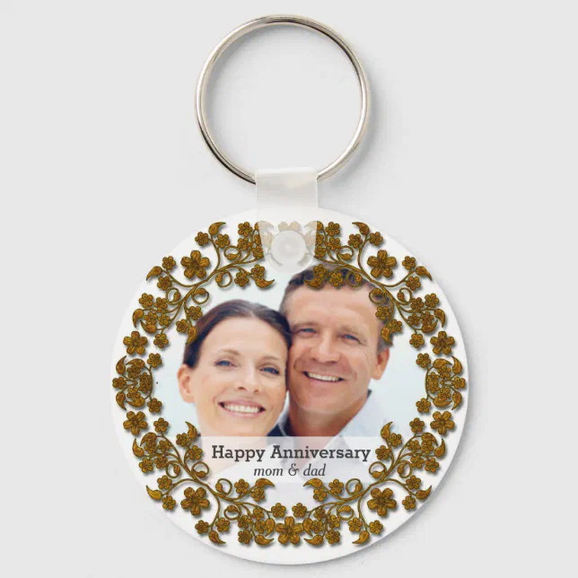 Bronze wedding anniversary with a photo keychain Zazzle