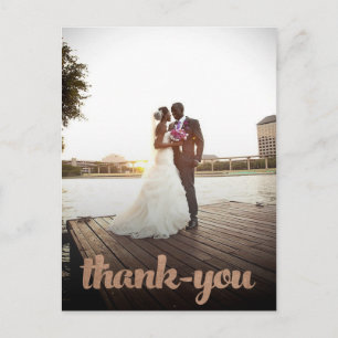 Bronze Wedding Thank You Script Photo Postcard