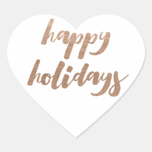 Bronze White Heart Christmas Sticker