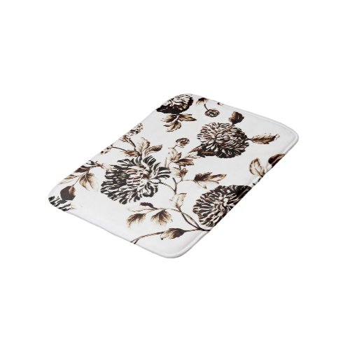 Bronze  White Vintage Botanical Floral Toile No2 Bathroom Mat