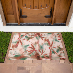 Bronze Winged Dragonflies Green Splash Doormat