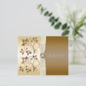 Bronze with Ivory Ribbon RSVP Card (Standing Front)