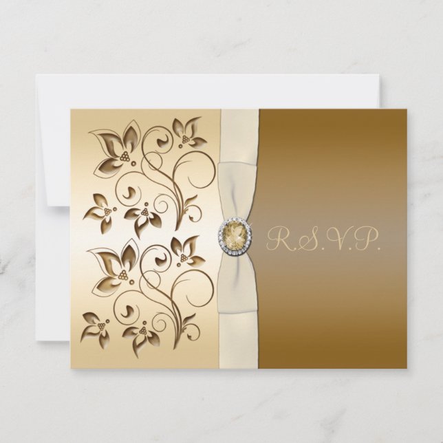 Bronze with Ivory Ribbon RSVP Card (Front)