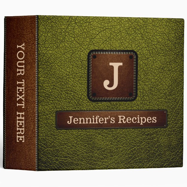 Bronze Yellow Elegant Recipe Leather Look Binder (Front/Spine)