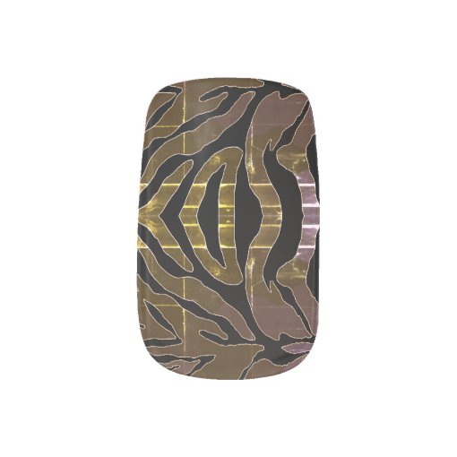 Bronze Zebra with Gold Glitter Minx Nail Art Decal | Zazzle