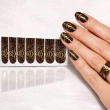 Bronze Zebra with Gold Glitter Minx Nail Art Decal