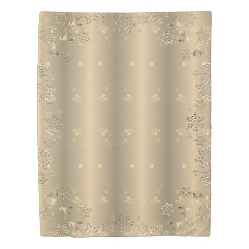 Bronzy Deer and Snowflakes Duvet Cover