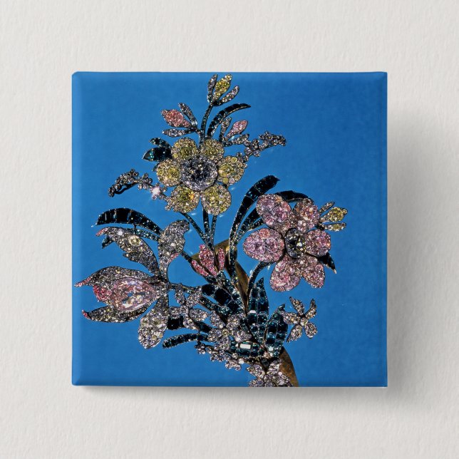 Brooch in form of large bouquet with brilliant button (Front)