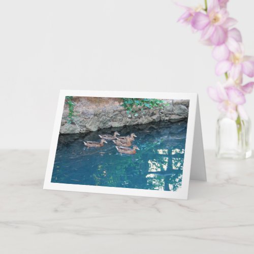 Brood of Ducks in Majestic Blue Water Card