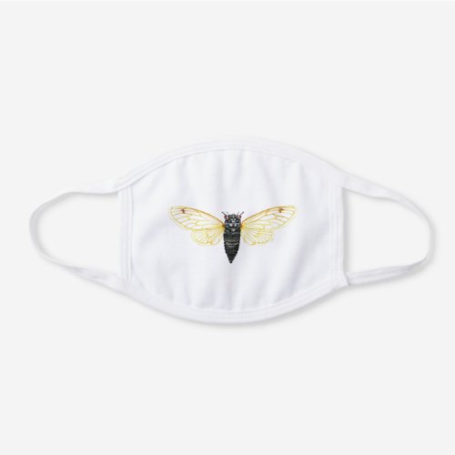Brood X 17 Year Periodical Cicada White Cotton Face Mask