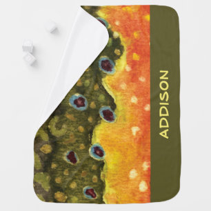 Brook Fly Fishing Baby Blanket