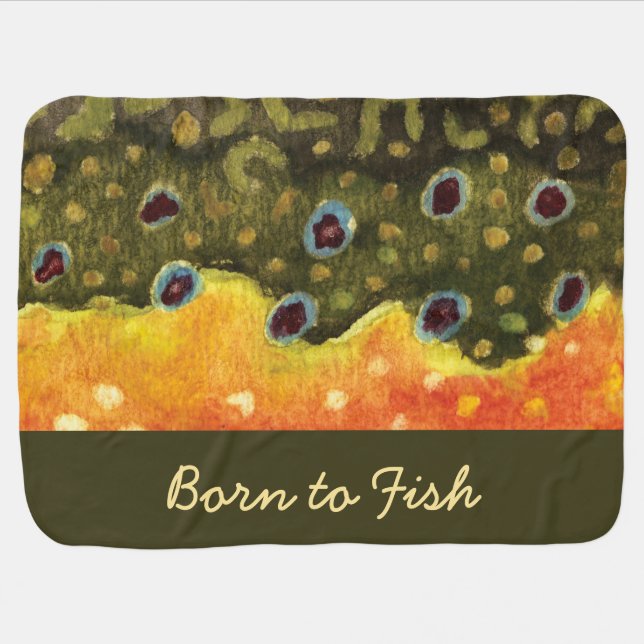 Brook Fly Fishing Swaddle Blanket (Horizontal)