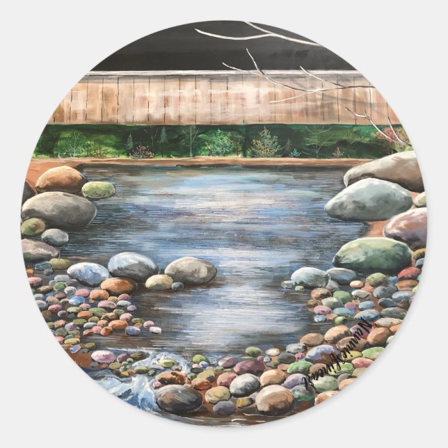  Brook Hand Painted Art Classic Round Sticker (Front)