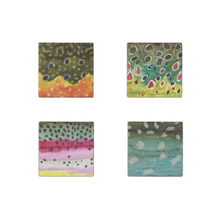 Brook Rainbow Brown Char Fish Skins: Stone Magnet