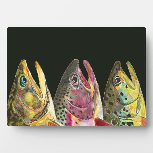 Brook Rainbow Brown Trout Fishing Plaque