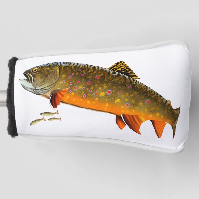 Brook Trout and Minnows Golf Head Cover (Front)