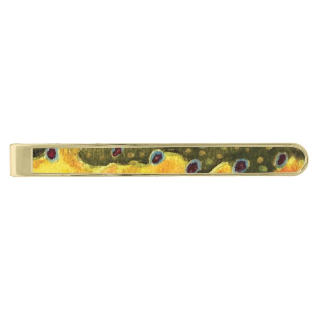 Brook Trout Angler Gold Finish Tie Clip (Front)